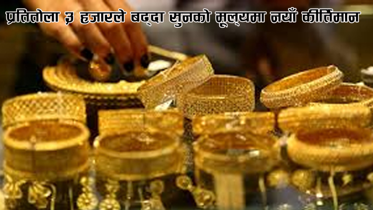 प्रतितोला ३ हजारले बढ्दा सुनको मूल्यमा नयाँ कीर्तिमान