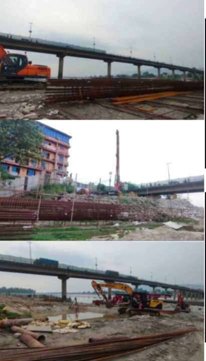 नारायणीमा पानिको सतह  बढ्न थाल्यो, सिग्नेचर पुलको संरचना निर्माण अझै लथालिङ्ग